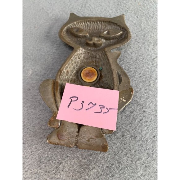 Vintage Cast Iron Cat-Shaped Dish With Amber Accents - Picture 8 of 8